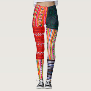 Leggings Patchwork multicolore : Surface composée de style 