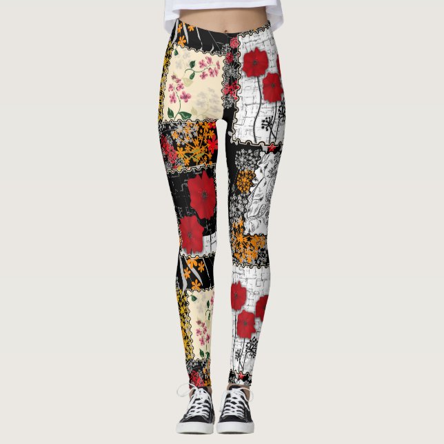 Leggings Patchwork vintage sans couture (Devant)