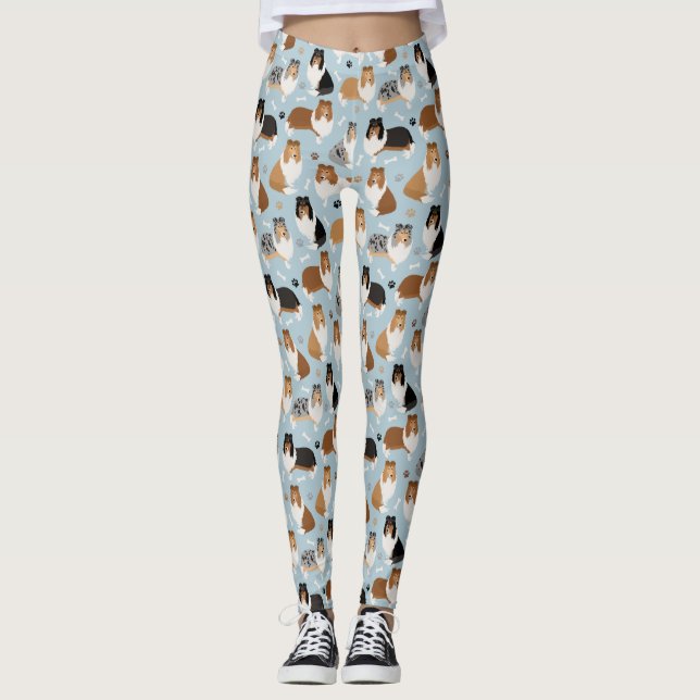Leggings Pâtes et hérons d'os de Collie rugueux (Devant)