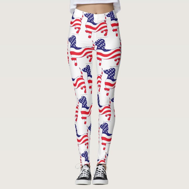 Leggings Patriotique USA Dachshund (Devant)