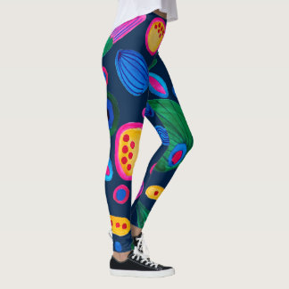 Leggings Patrón boho pintado a mano azul navy