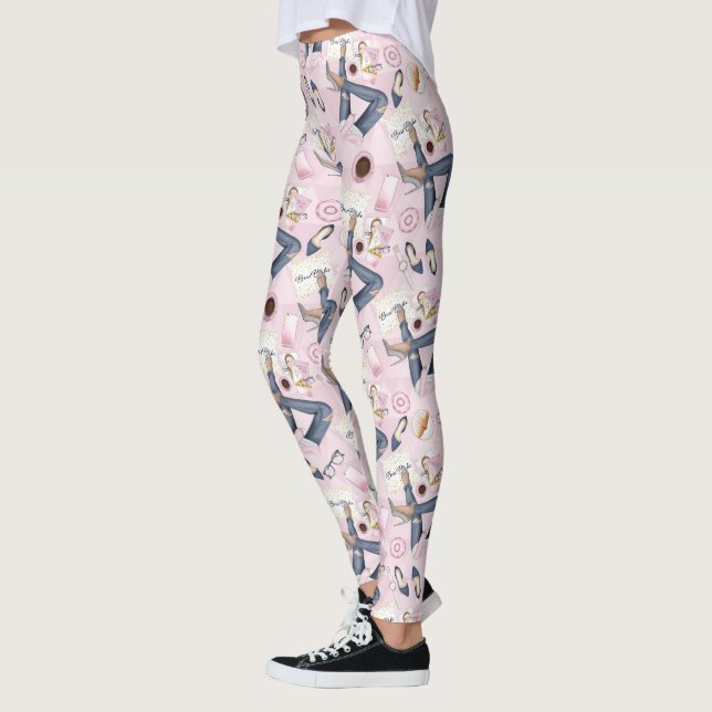Leggings Patron de fille tiré à la main (Gauche)