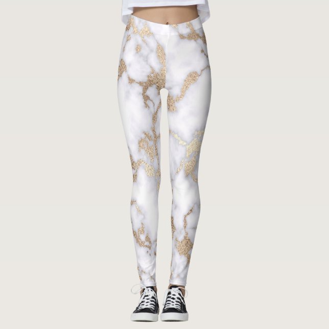 Leggings Pattern de Chic White Gold Foil (Devant)