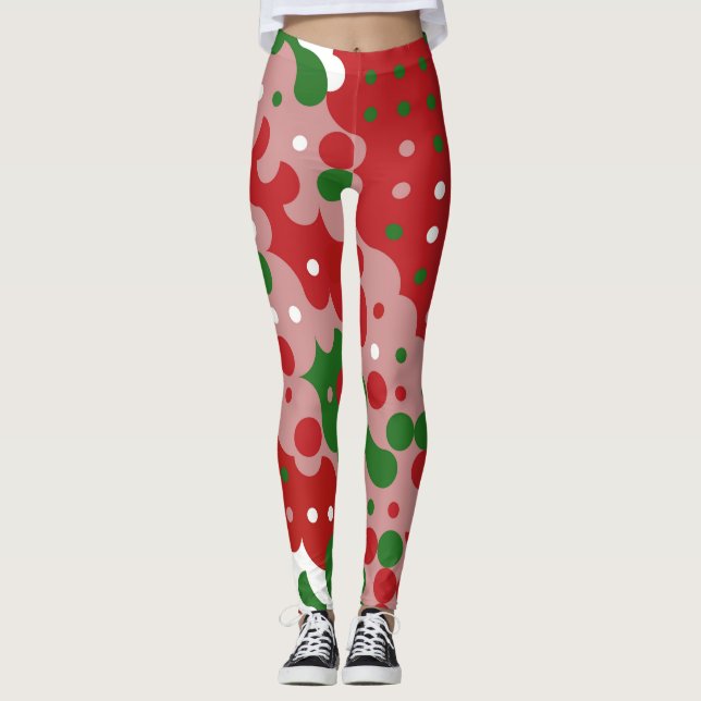 Leggings Patters de Groovy Funky Mod Retro Christmas (Devant)