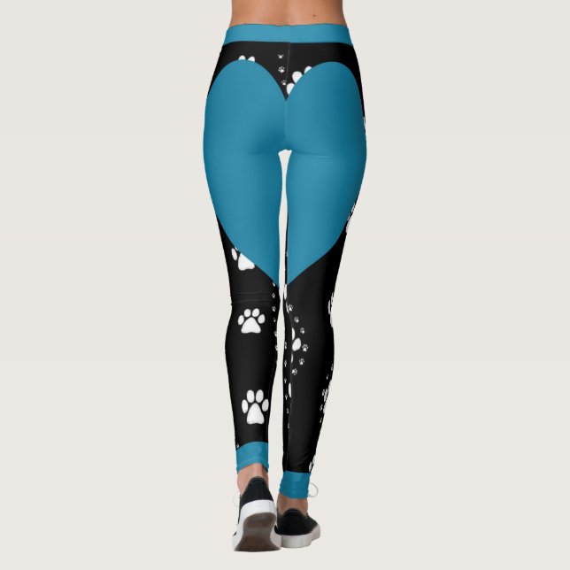Leggings Pattes de chiot Cœur Bleu (Dos)