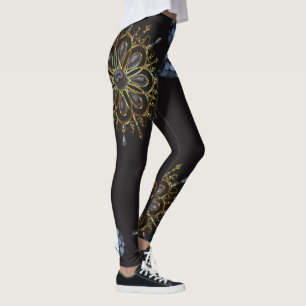 Leggings pattes longues en or bleu noir