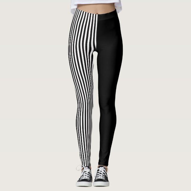 Leggings Pavés Black and White Stripes (Devant)