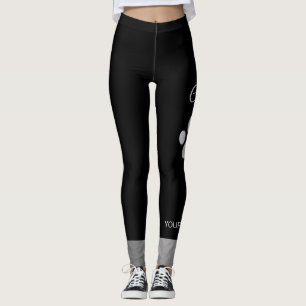 Leggings Paw Chien Argent sur arrière - plan noir