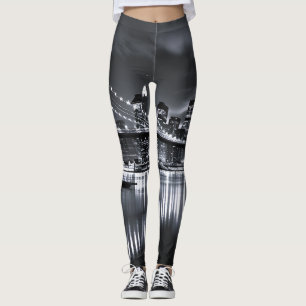 Leggings Paysage de New York Pont de Brooklyn Monochrome Nu