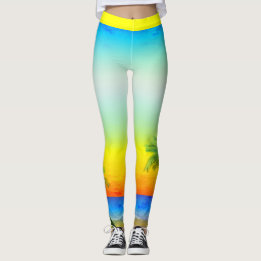 Leggings Paysage maritime des Caraïbes tropicales Abstraite