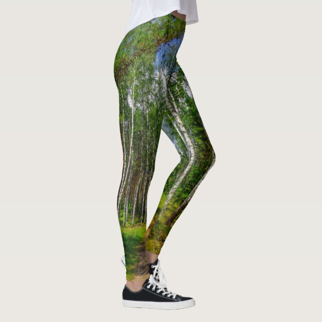 Leggings Paysage naturel des oiseaux de la forêt verte (Droite)