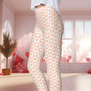 Leggings Peach Checkerboard Coeur Saint-Valentin