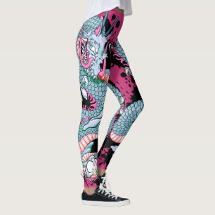 Leggings Peach Melba Splash Dragon Tattoo sur rose