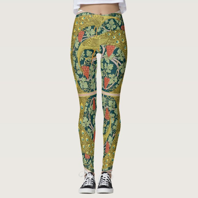 Leggings Peacock Art Nouveau Style rond design complexe (Devant)