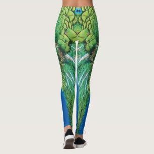 Leggings Peacock Blue Green Feather Texture Vibes d'été Be