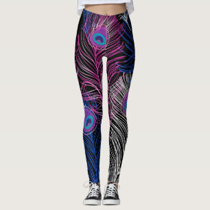 Leggings Peacock Feathk Dark : Gorgeous Design Vintage