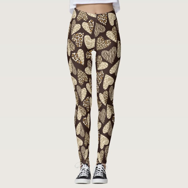 Leggings Peau d'animal avec des coeurs (Devant)