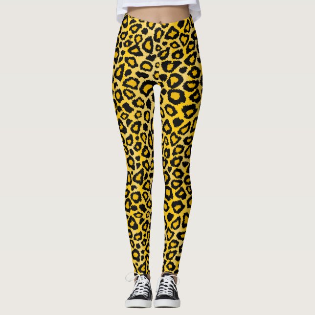 Leggings Peau d'animal léopard jaune vif Imprimer (Devant)