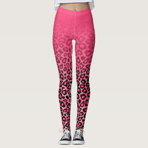 Leggings Peau d'animal léopard rose-chaud dégradant Imprime