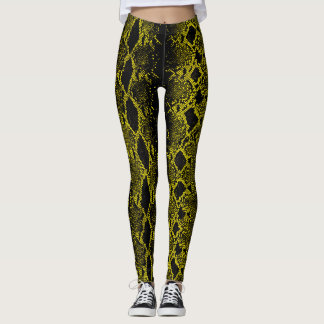 Leggings Peau de serpent jaune noir