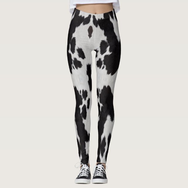 Leggings peau de vache noir (Devant)