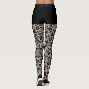Leggings Pêche à dentelle Rose noire Faux et pattes courtes
