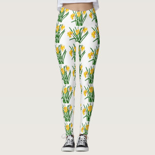 Leggings Peinture à l'aquarelle florale jaune