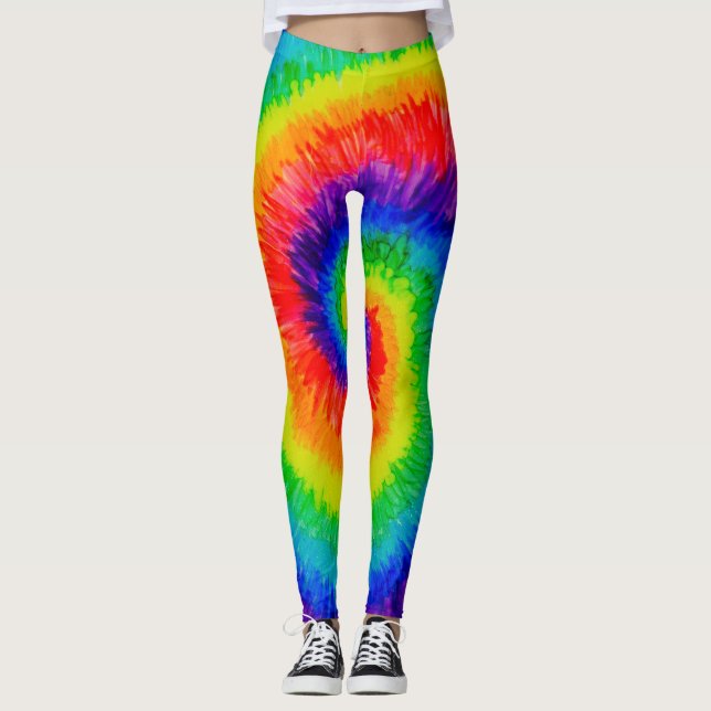 Leggings Peinture à l'encre à Cravate arc-en-ciel (Devant)