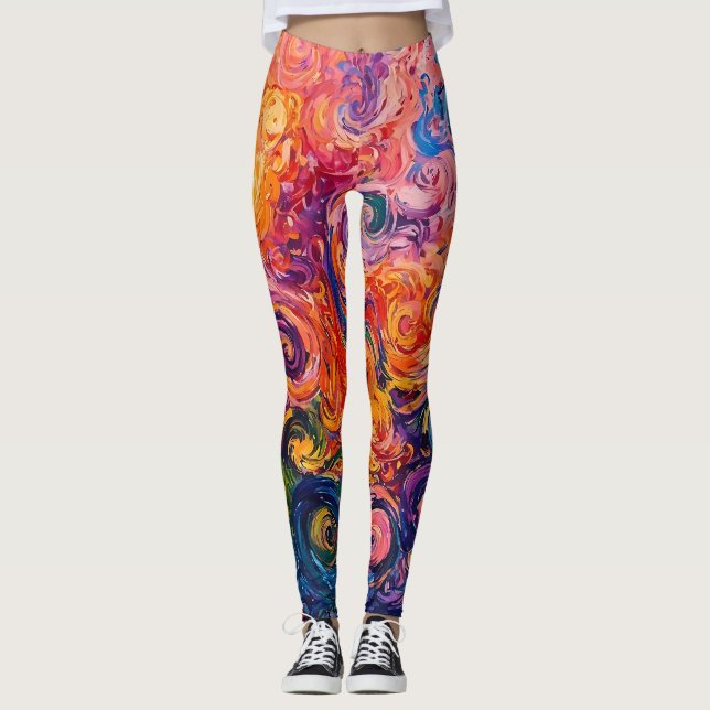 Leggings Peinture à l'huile de tourbillons psychédélique (Devant)