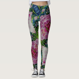 Leggings peinture Abstraite à l'aquarelle fleurie de pivoin