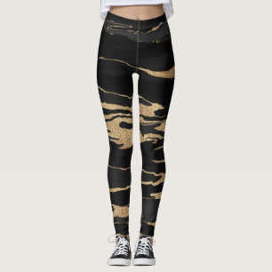 Leggings Peinture Abstraite en marbre noir or