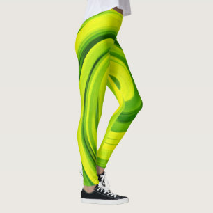 Leggings Peinture Abstraite Groovy Verte Liquide Tourbillon