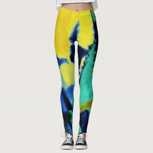 Leggings Peinture bleu turquoise jaune