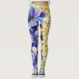 Leggings Peinture de fleurs de delphinium