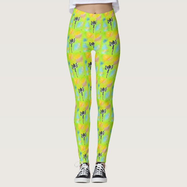 Leggings Peinture de libellules chatoyante (Devant)