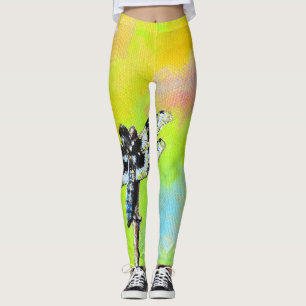 Leggings Peinture de libellules chatoyante