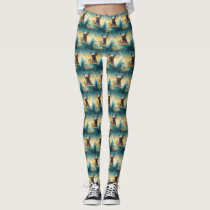 Leggings Peinture de surf de plage de Bouledogue français