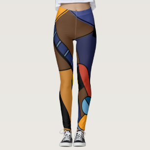 Leggings Peinture de surréalisme de guitare cubiste.