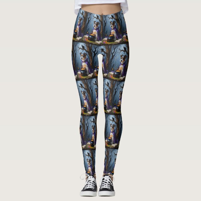 Leggings Peinture d'Halloween Whimsical Terrier australien (Devant)