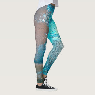 Leggings Peinture et rouille texturées turquoise Abstrait