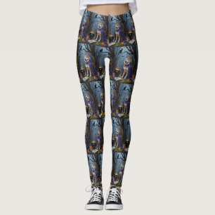 Leggings Peinture fantaisiste d'Halloween de chien Akita