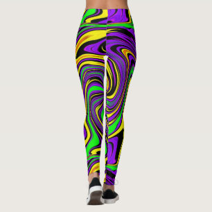 Leggings Peinture humide sauvage vert pourpre et jaune Abst