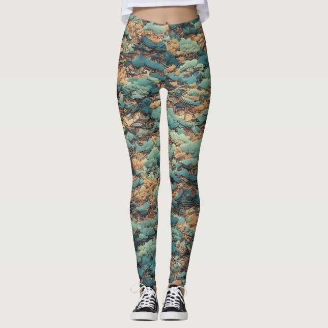 Leggings Peinture japonaise à l'huile (Devant)