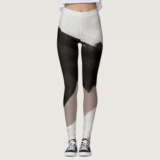 Leggings Peinture multimédia mixte, design abstrait minimal (Devant)