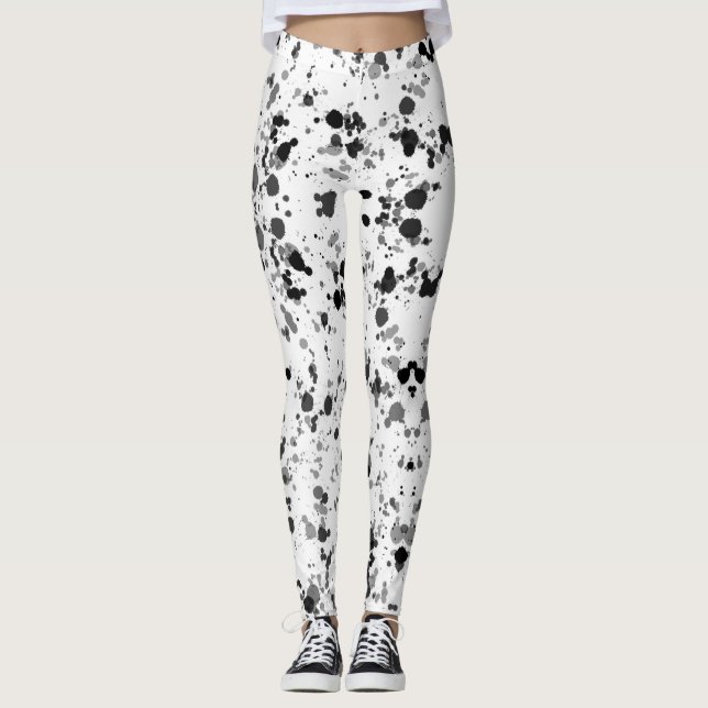 Leggings Peinture noire et blanche (Devant)