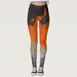 Leggings Peinture noire orange d'abrégé sur gris