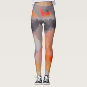 Leggings Peinture orange d'abrégé sur gris