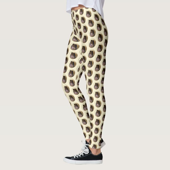 Leggings Peinture Poméranienne Noir et Tan Art Chien origin (Gauche)