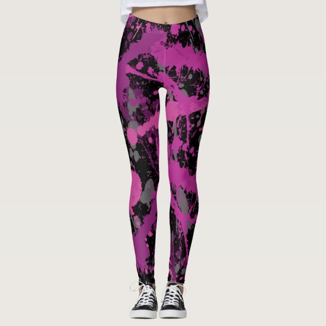 Leggings Peinture rose colorée (Devant)