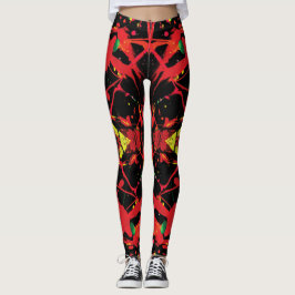 Leggings Peinture rouge, noire et brillante